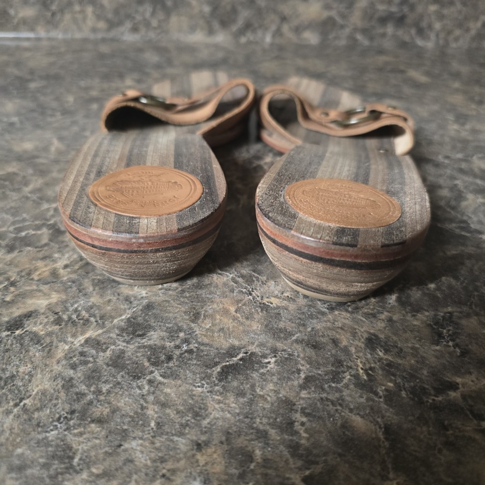 FRYE Leather & Wooden Sandals Size 8.5 - Picture 3 of 5